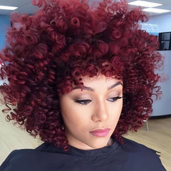 Short Synthetic Afro Wigs For Women African 99J Grey Fluffy Soft