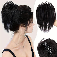 Curly Wavy Chignon Bun Hair Extension Claw Clip In Hair Piece