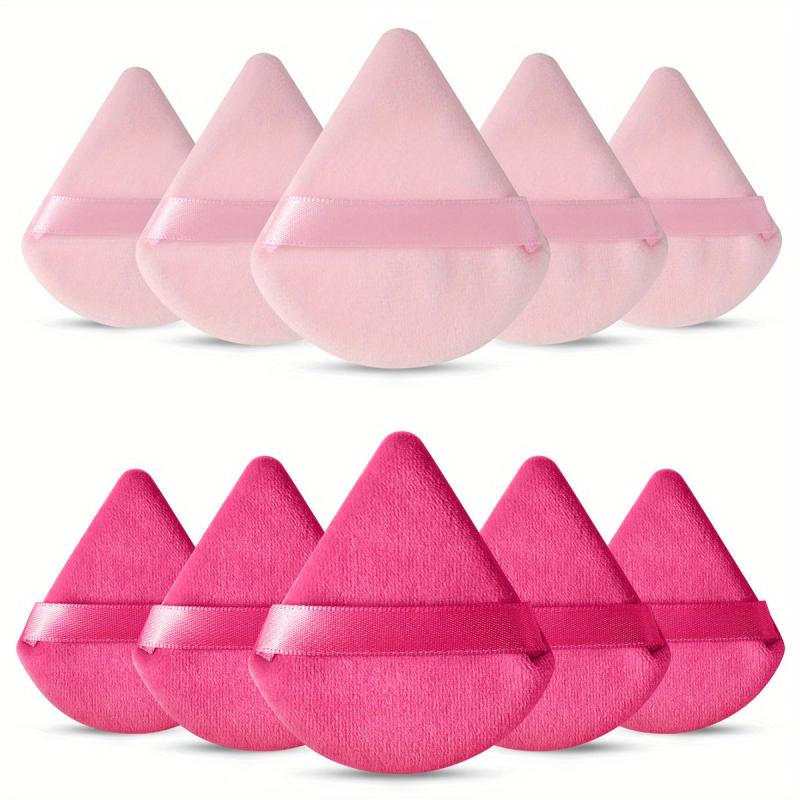 10 Triangle Cosmetic Powder Puffs Reusable Soft Plush Makeup Foundation Sponge