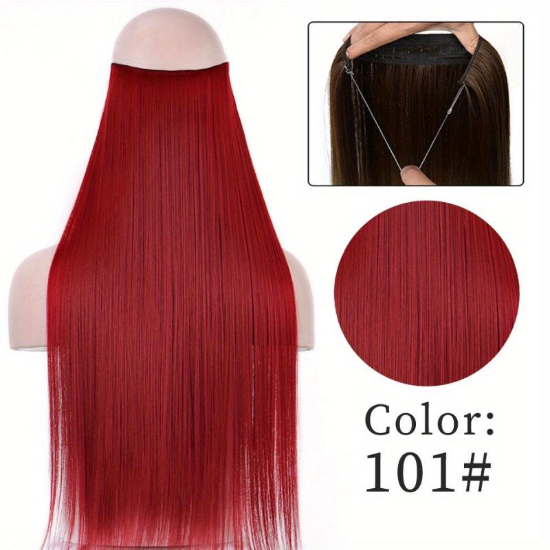 Invisible Fish Line Hair Extensions Straight Wig Piece Hairpiece