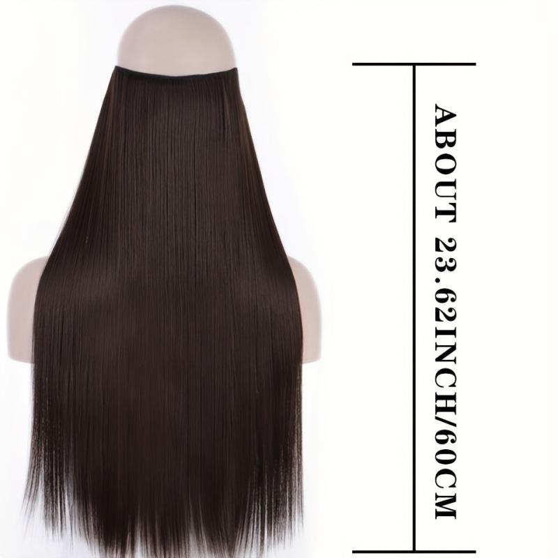 Invisible Fish Line Hair Extensions Straight Wig Piece Hairpiece