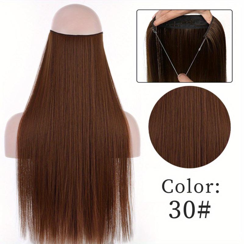 Invisible Fish Line Hair Extensions Straight Wig Piece Hairpiece