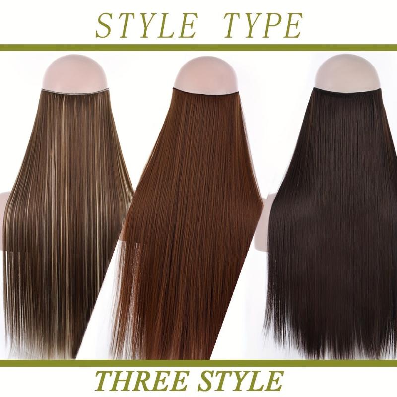 Invisible Fish Line Hair Extensions Straight Wig Piece Hairpiece