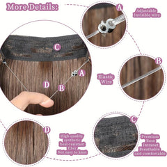 Invisible Fish Line Hair Extensions Straight Wig Piece Hairpiece