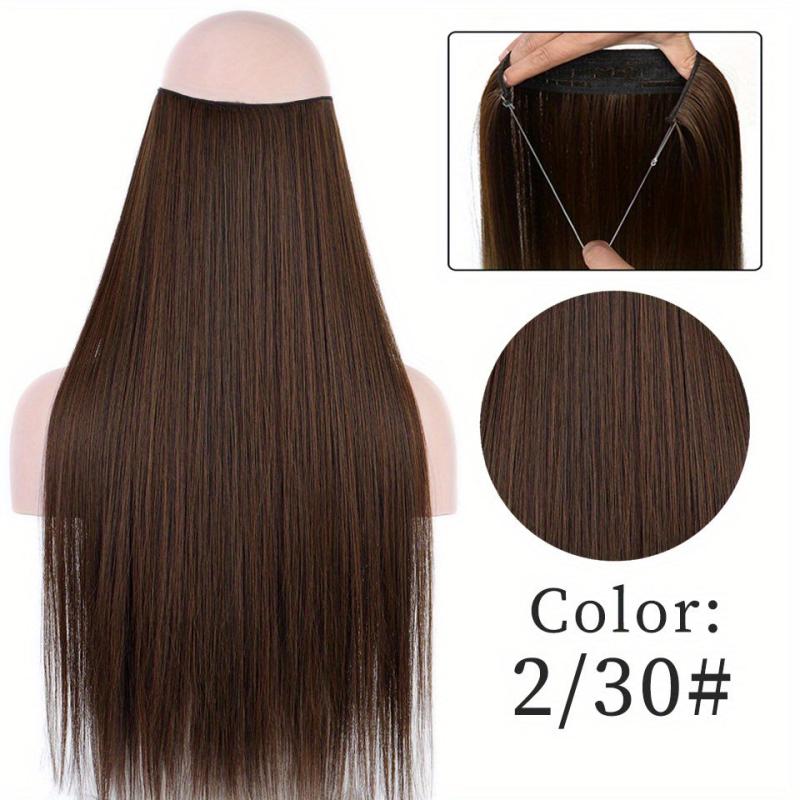 Invisible Fish Line Hair Extensions Straight Wig Piece Hairpiece
