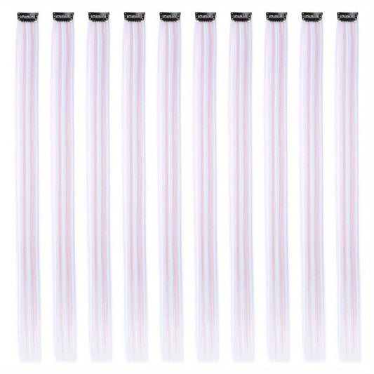 10pcs 50 Straight Hair Extensions Multicolor Red Pink Purple Green Hair Pieces
