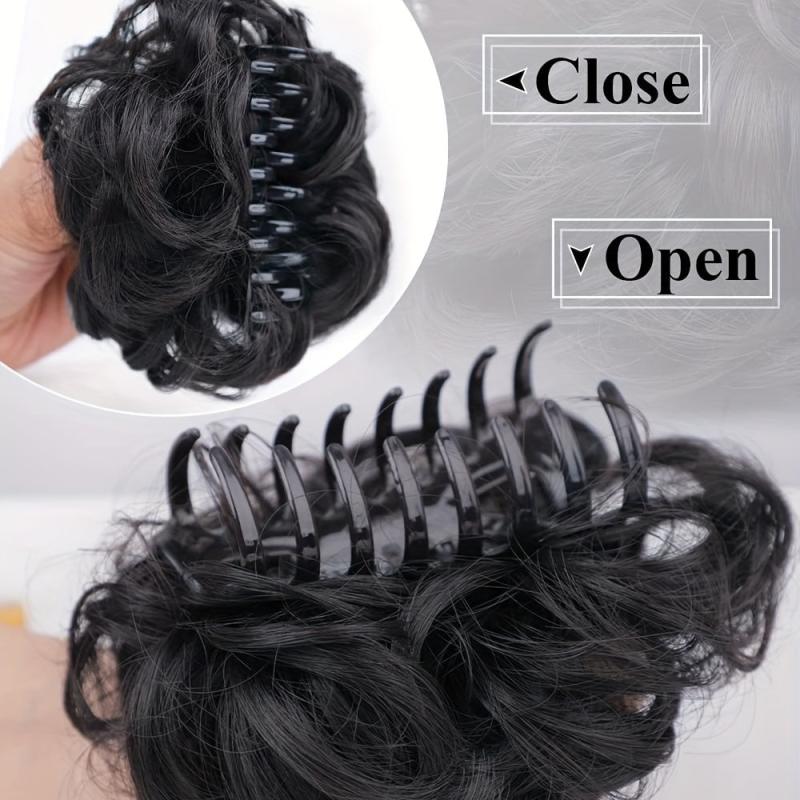 Messy Curly Clip Claw In Hair Hairpieces Wavy Curly Ponytail Extensions