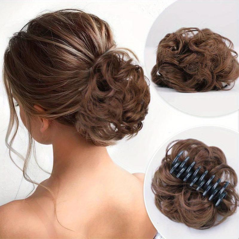 Messy Curly Clip Claw In Hair Hairpieces Wavy Curly Ponytail Extensions