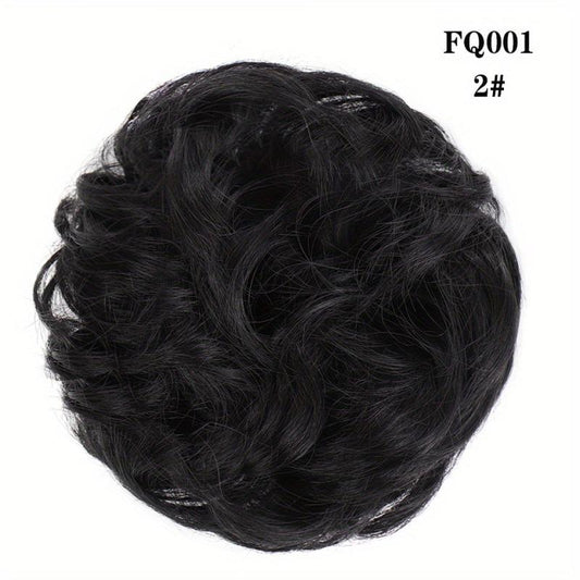 Messy Hair Bun Scrunchies Extension Curly Wavy Chignon Updo Hairpiece