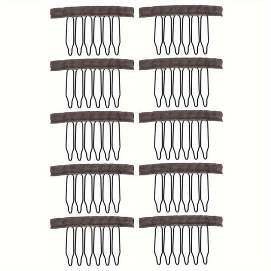 10 Pcs Wig Combs 6 Teeth Wig Clips Hairpiece Caps Accessories Tools