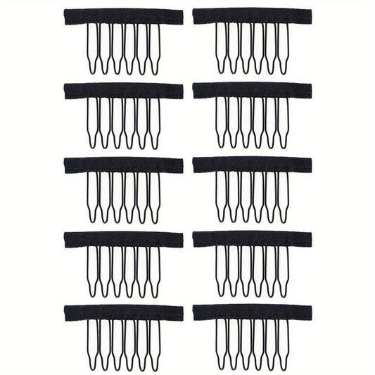 10 Pcs Wig Combs 6 Teeth Wig Clips Hairpiece Caps Accessories Tools