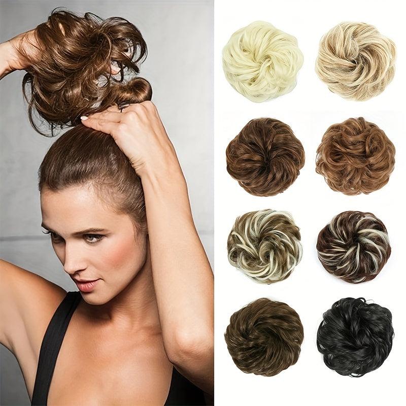 Donut Hair Buns Updo Chignon With Rubber Band Synthetic Hair Extensions