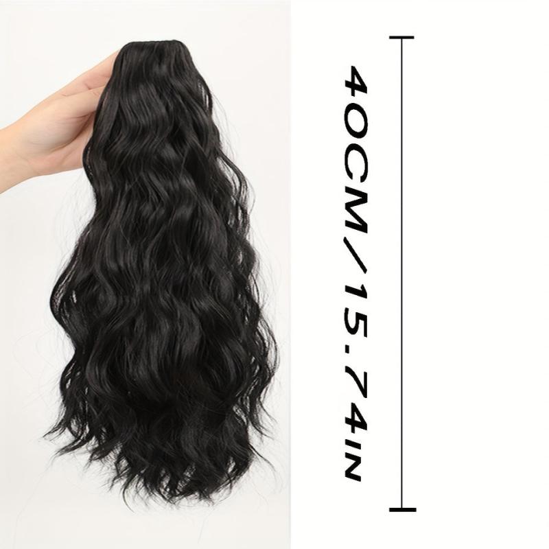 Medium Long Curly Wavy Ponytail Extensions Synthetic Clip In Hair Extensions