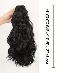 Medium Long Curly Wavy Ponytail Extensions Synthetic Clip In Hair Extensions
