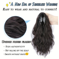 Medium Long Curly Wavy Ponytail Extensions Synthetic Clip In Hair Extensions