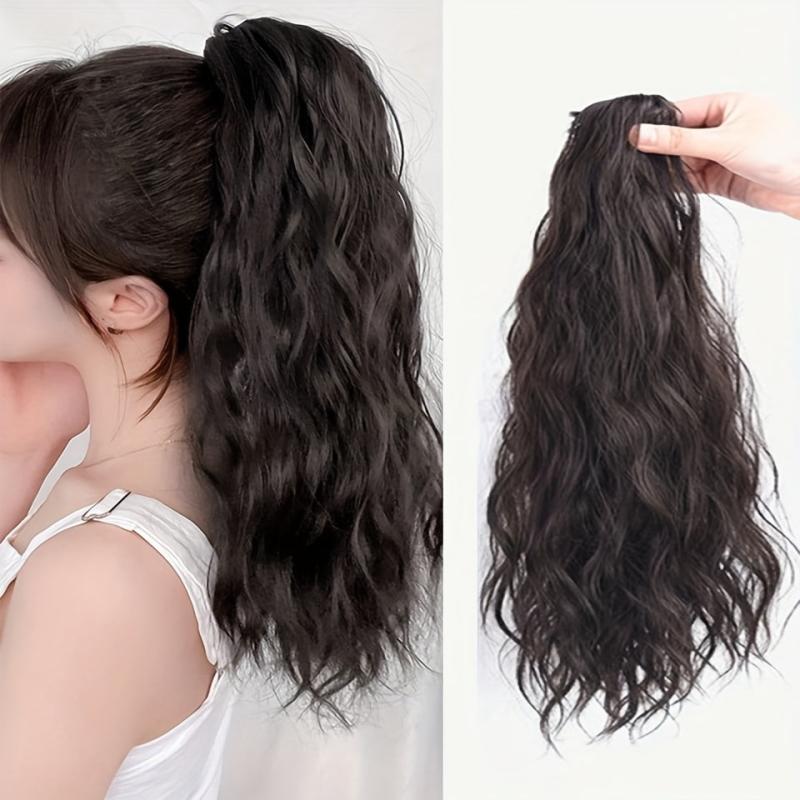 Medium Long Curly Wavy Ponytail Extensions Synthetic Clip In Hair Extensions
