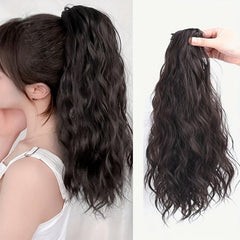 Medium Long Curly Wavy Ponytail Extensions Synthetic Clip In Hair Extensions