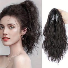 Medium Long Curly Wavy Ponytail Extensions Synthetic Clip In Hair Extensions