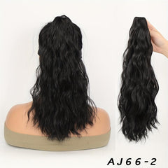 Medium Long Curly Wavy Ponytail Extensions Synthetic Clip In Hair Extensions