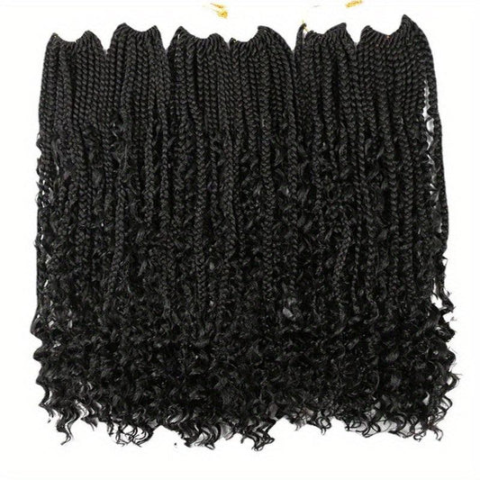 6Packs 50 Curly Ends Goddess Box Braids Crochet Hair Extensions