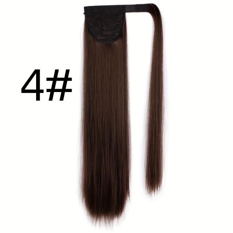 Long Straight Ponytail Extension Wrap Around Fluffy Synthetic Hairpiece