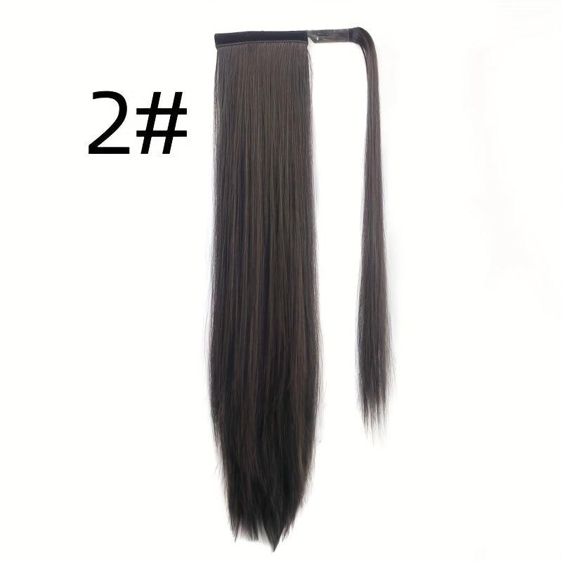 Long Straight Ponytail Extension Wrap Around Fluffy Synthetic Hairpiece