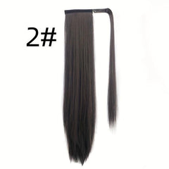 Long Straight Ponytail Extension Wrap Around Fluffy Synthetic Hairpiece