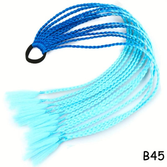 Rainbow Braided Ponytail Hair Extension with Elastic Band