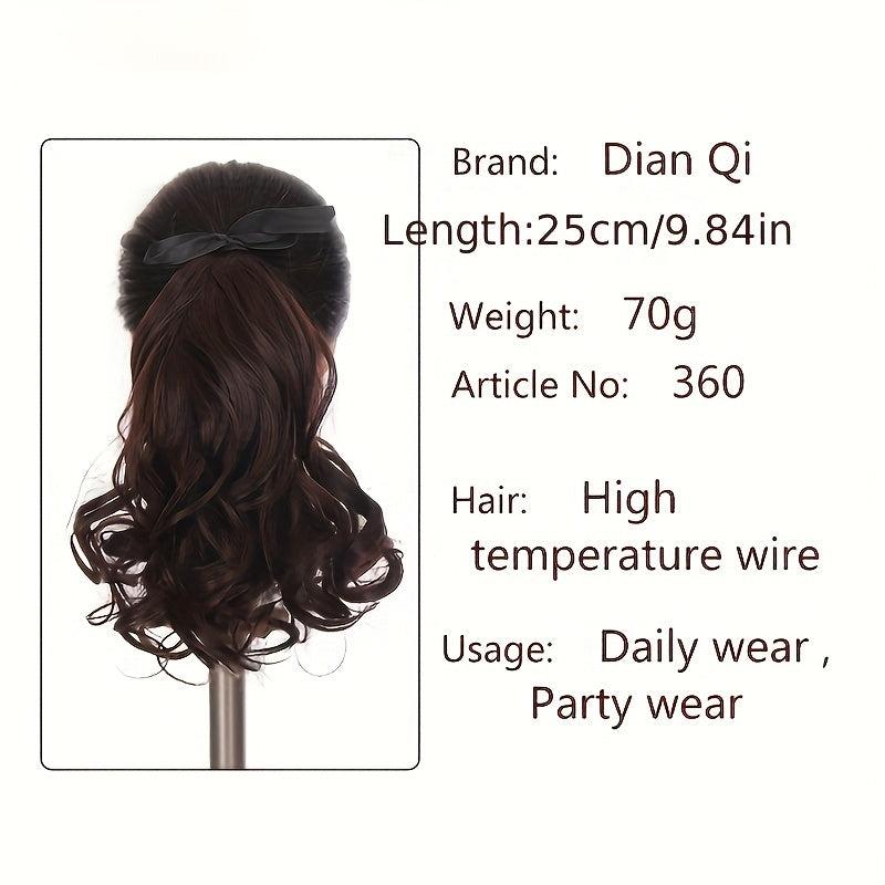Short Curly Wavy Ponytail Extensions with Ribbon Tie for Daily Use