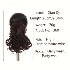 Short Curly Wavy Ponytail Extensions with Ribbon Tie for Daily Use