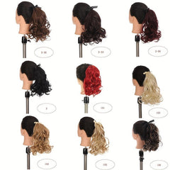 Short Curly Wavy Ponytail Extensions with Ribbon Tie for Daily Use
