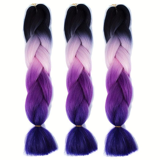 4 Tones Ombre Braiding Hair Extensions 24 Inch 3 Packs Synthetic