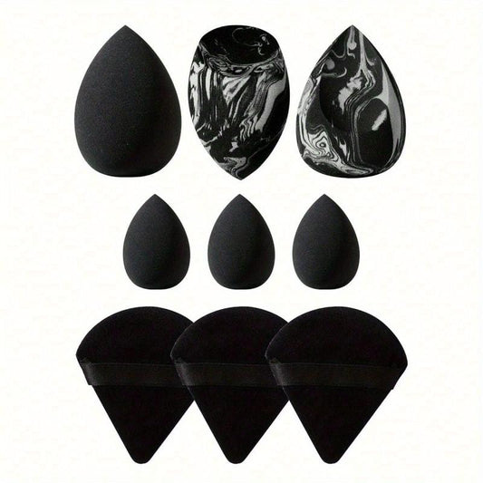 9 pcs Makeup Sponges Set Wet Dry Use Liquid Cream Foundation Powder