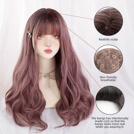 Long Loose Curly Wigs With Bangs Natural Lolita Wigs
