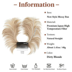Blonde Messy Bun Hair Piece Side Comb Clip In Hair Bun Hairpiece Synthetic Hair
