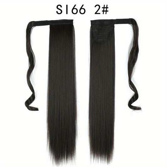 Straight Ponytail Extensions Synthetic Clip In Hair Extensions Natural Look