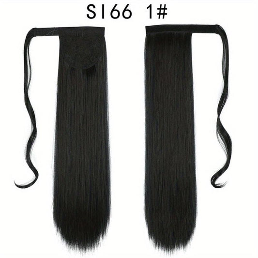 Straight Ponytail Extensions Synthetic Clip In Hair Extensions Natural Look