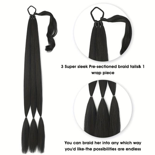 Long Straight Synthetic Hair Ponytail Extensions Heat Resistant Hair Pieces