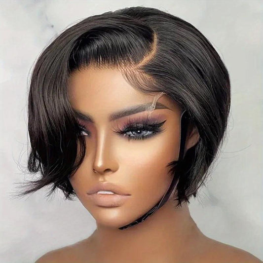 15 24 Cm Short Pixie Cut Human Hair Bob Wigs Natural Look