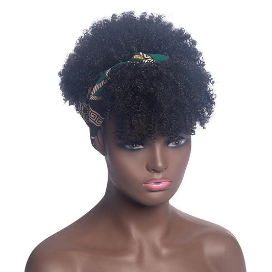 Afro Kinky Curly Headband Wig 20-32 cm Synthetic Hair for Daily Use