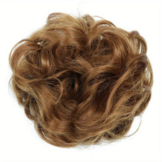 Messy Curly Hair Bun Scrunchie Extension Dark Brown