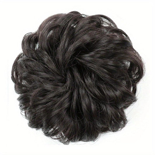 Messy Curly Hair Bun Scrunchie Extension Dark Brown