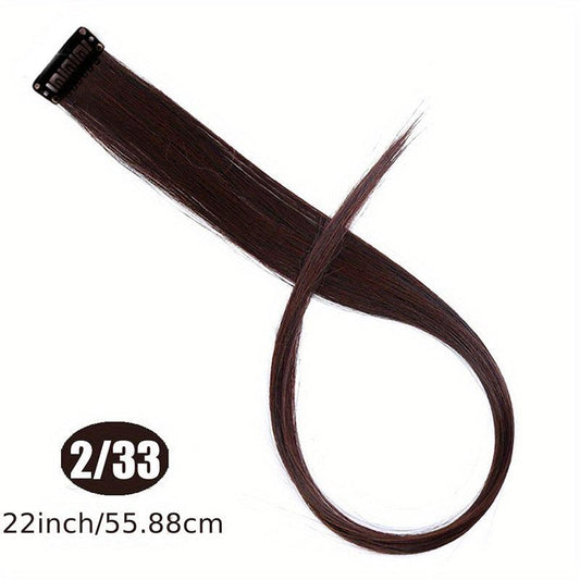 Colorful Clip On Hair Extension Straight Hairpiece High Temp Fiber Hair