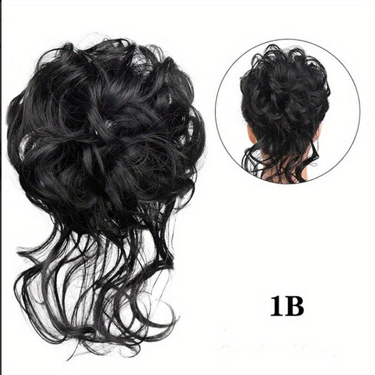Messy Donut Hair Buns Chignon w/ Hair Rope Synthetic Hair Extensions
