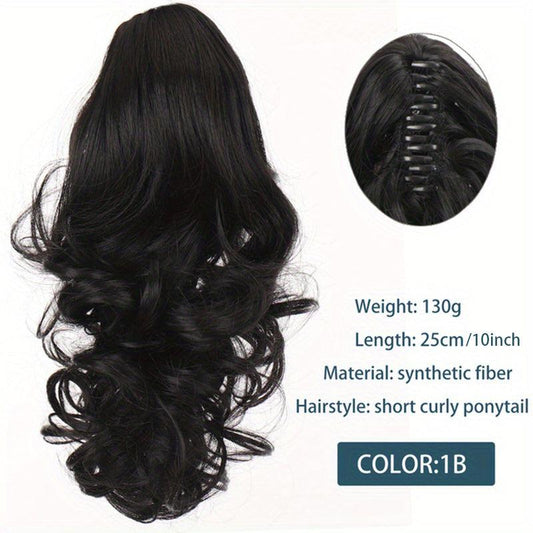 Long Wavy Synthetic Ponytail Hair Extensions Brown Clip for Women