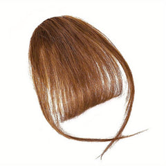 100% Human Hair Clip In Bangs Medium Brown Wispy Fringe for Women
