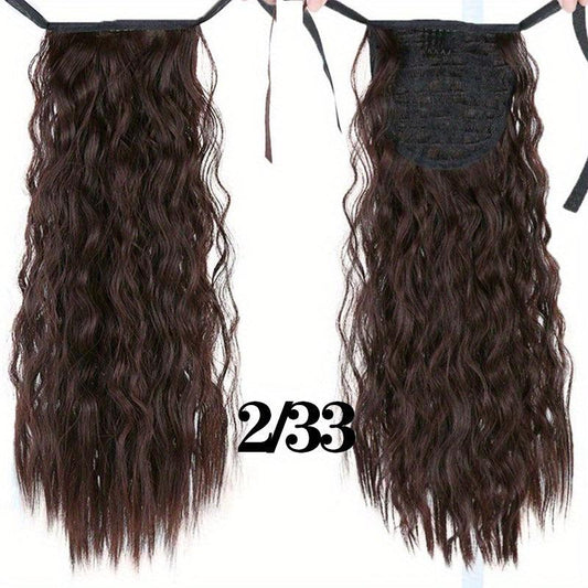 Long Curly Hair Extensions With Hair Ties Wrap Around Ponytail Extensions