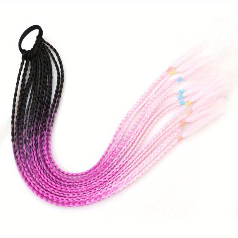 12 Pack Long Braid Hair Extensions with Elastic Bands - Rainbow Braids