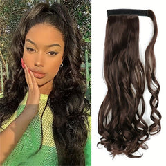 Curly Synthetic Ponytail Hair Extensions Hook Loop Fastener Women Fashionable