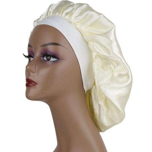 Double Layer Satin Bonnet Wide Band Soft Night Cap for Sleeping